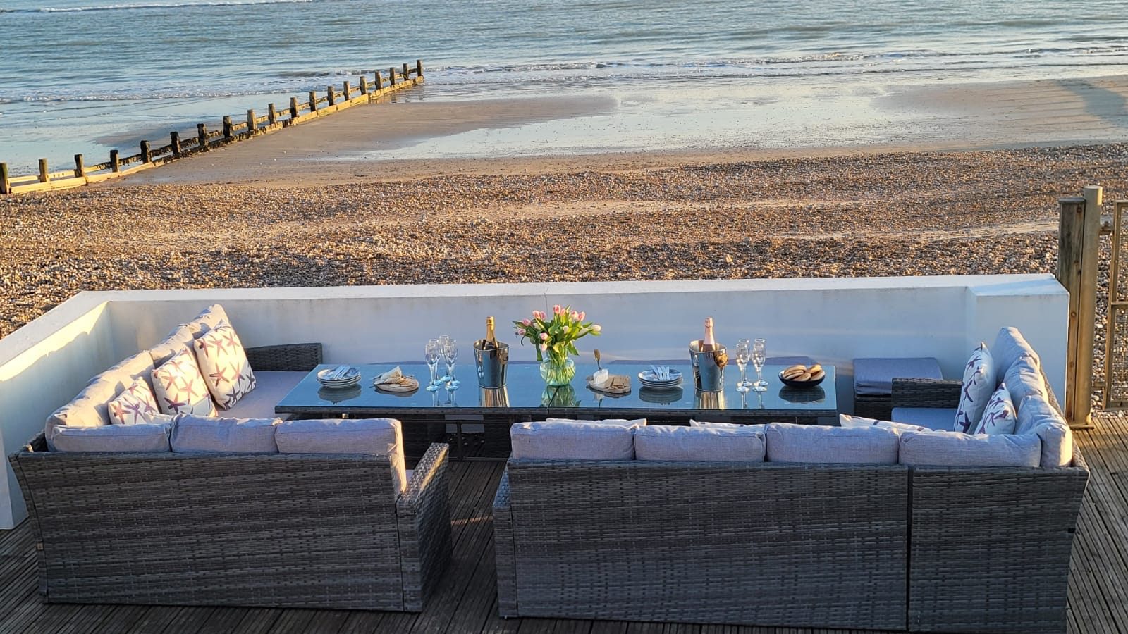 Angmering on Sea luxury beach house beach side seating