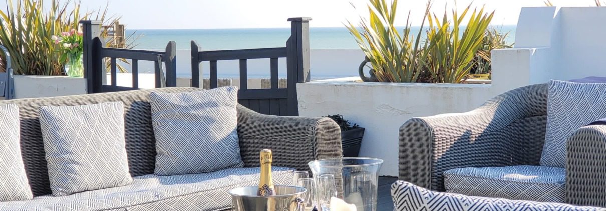 New England Luxury Beach House West Sussex outdoor seating